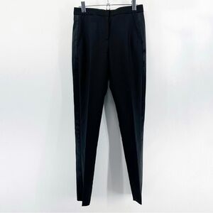 Burberry Uniform Black Wool Mohair Trousers Satin Racer Stripes Size 2